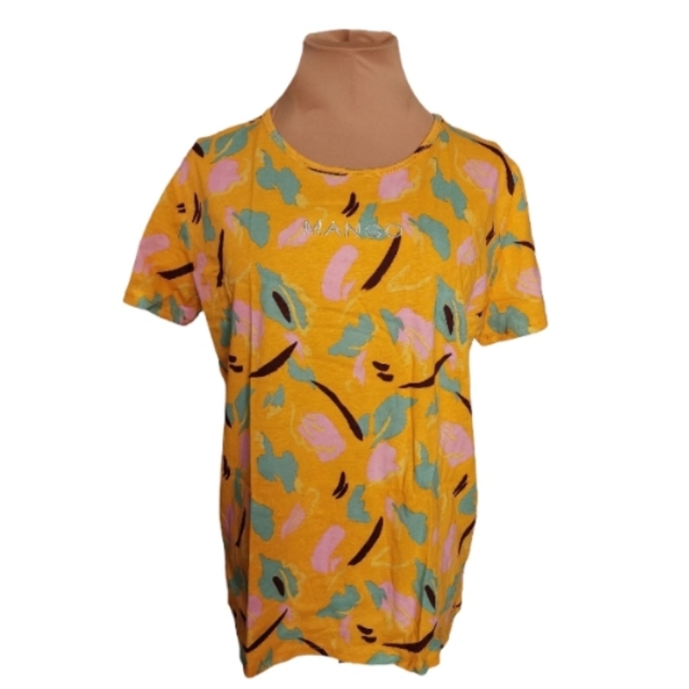 Mango Multicolor Embroidered Logo T-shirt Women's Size 12